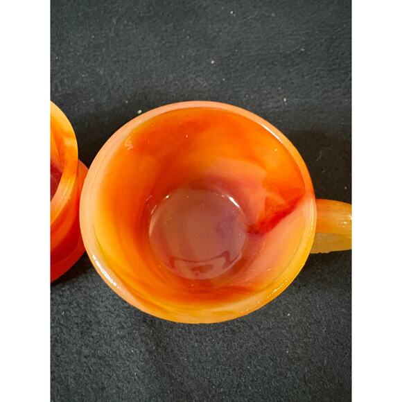 Set of 2 Hand Carved Carnelian Quartz Mugs - NEW-3.4 " - Picture 3 of 6